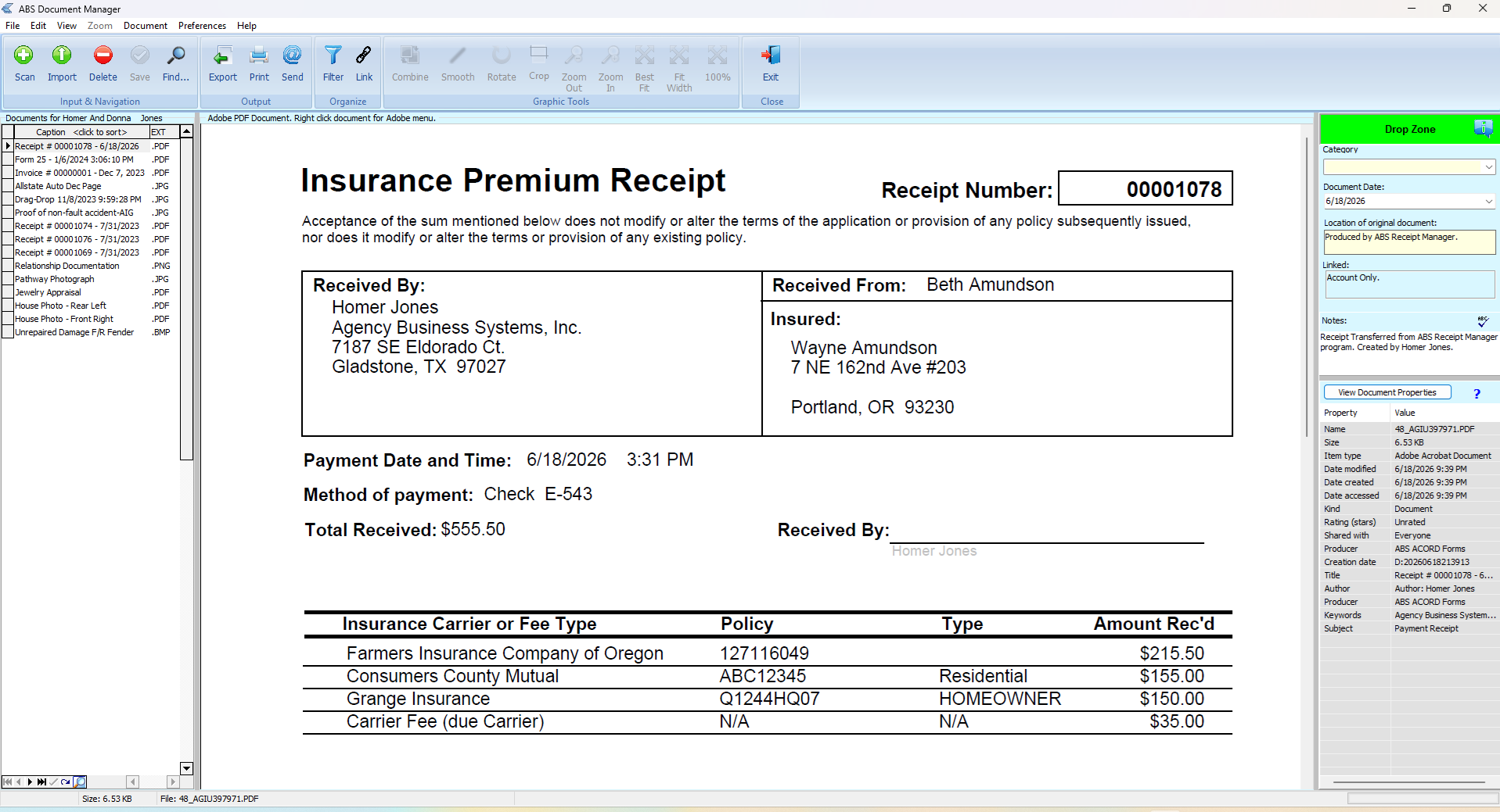 Agency Business Systems Document Manager screenshot